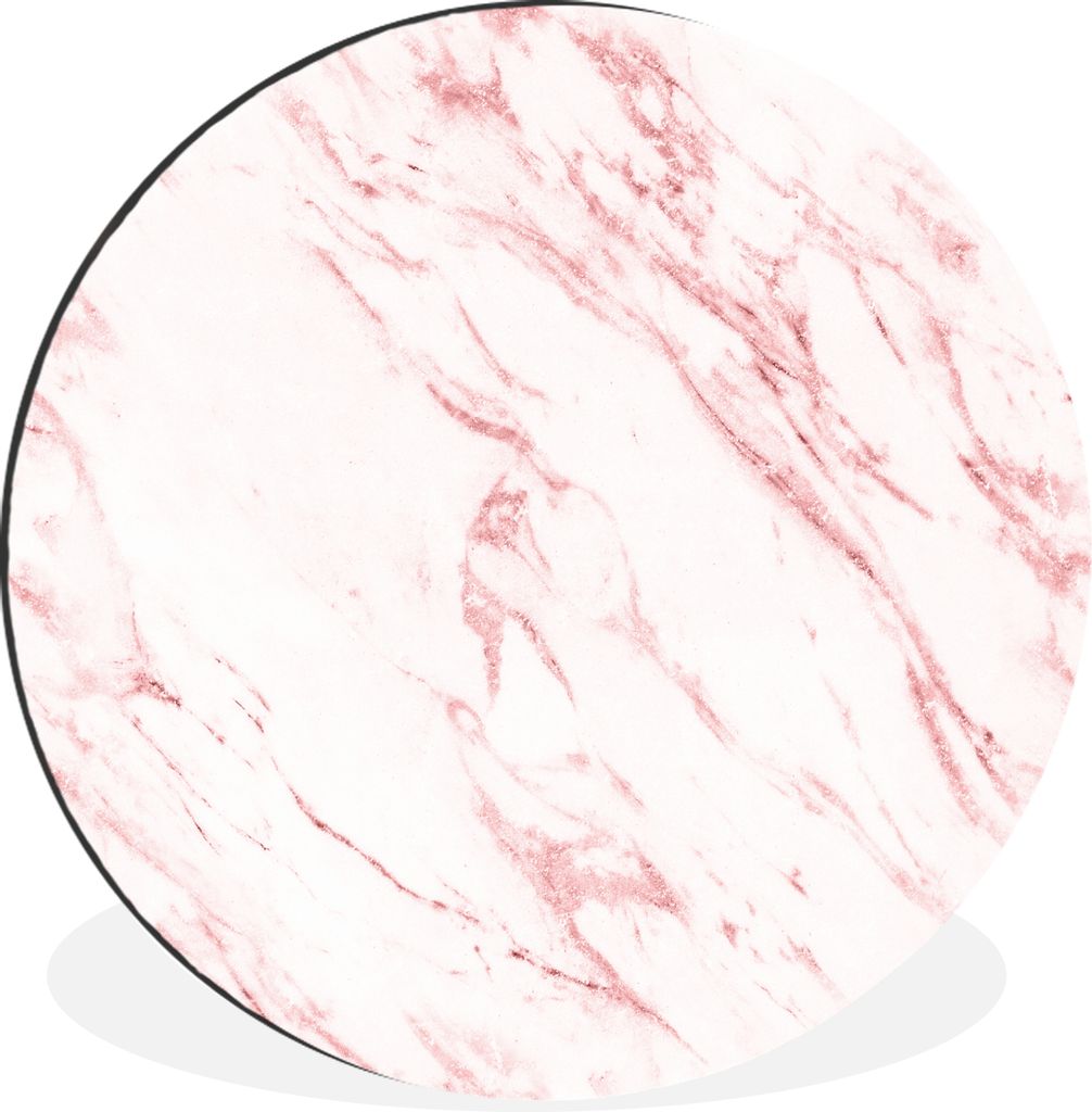 MuchoWow Aluminium Wandkreis Marmor - Luxus - Rosa Ø 90 cm Wanddeko Modern Wohnzimmer - Mauerkreis - Wandbilder - Runde Bild - Bild aus Aluminiu...