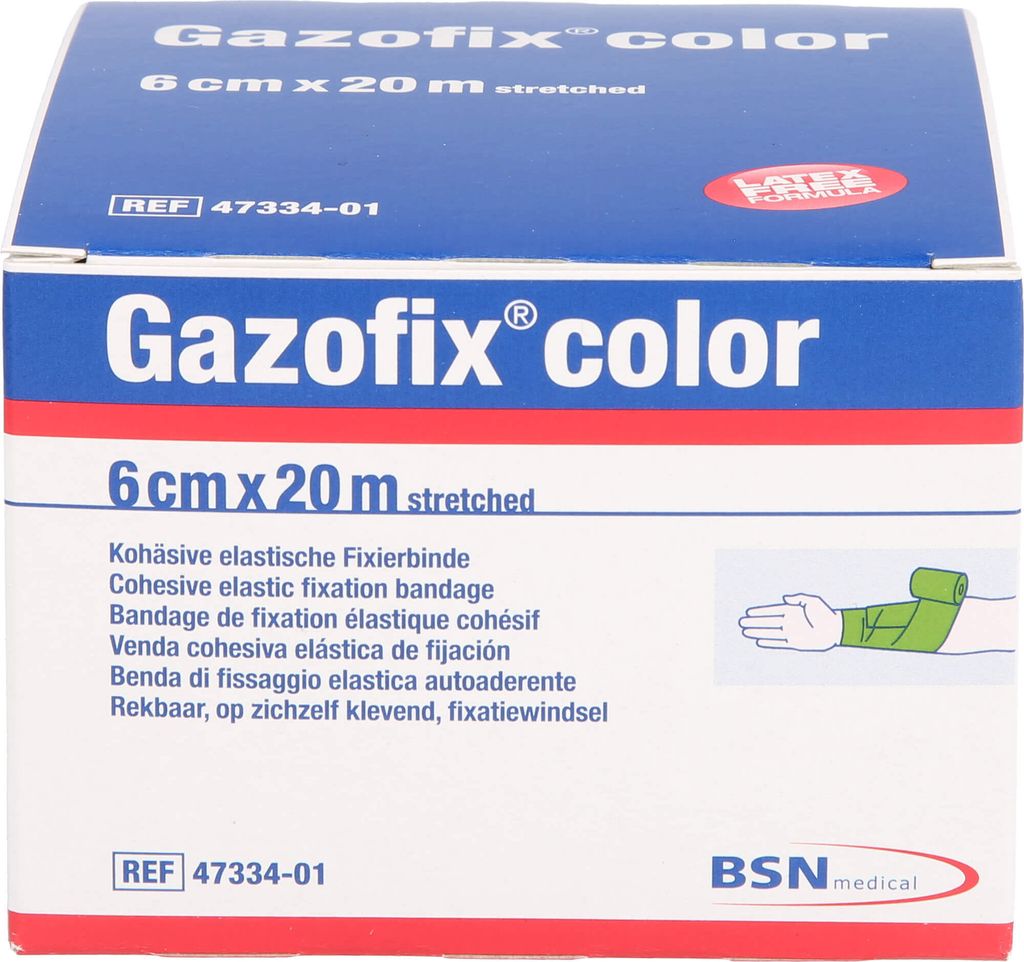 Gazofix color Fixierbinde kohäsiv 6 cmx20 m grün 1 St