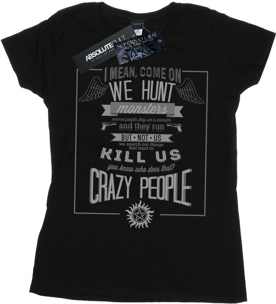 Supernatural - "Crazy People" T-Shirt für Damen BI40563 (XXL) (Schwarz)
