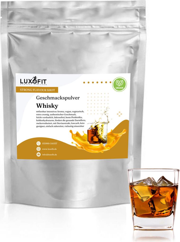 Whiskey Geschmackspulver Shot Flavour kalorienarm 300 g Produktbild 