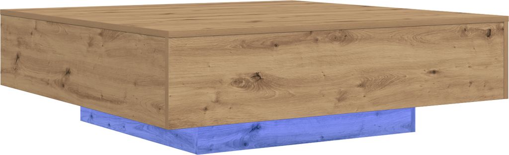 Eleganten-Stil Couchtisch mit LED- Leuchten Artisan Eiche 100x100x31 cm - Kaffeetisch Sofatisch DE73823