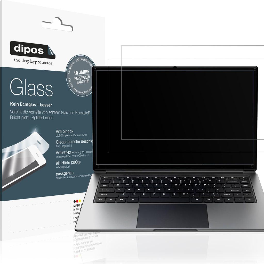 2x Schutzfolie für Waxuor LeadBook T15 16 Zoll matt - Anti-Shock 9H Folie dipos Glass Kunststoffglas