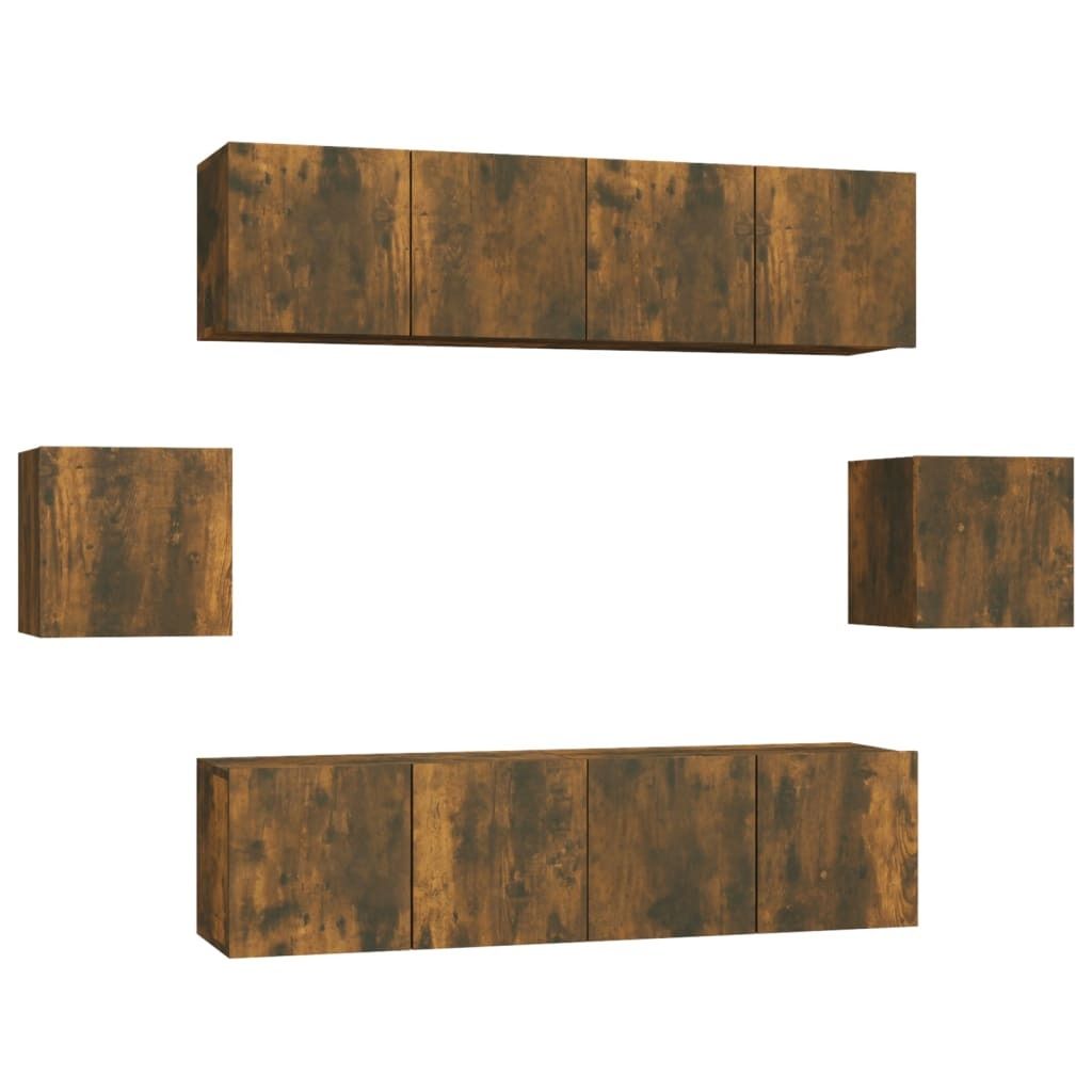vidaXL 6-tlg. TV-Schrank-Set Räuchereiche Holzwerkstoff