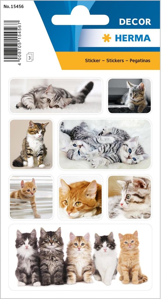 Herma DECOR Sticker Katzenkinder weiß 3 Blatt 24 Sticker Produktbild 