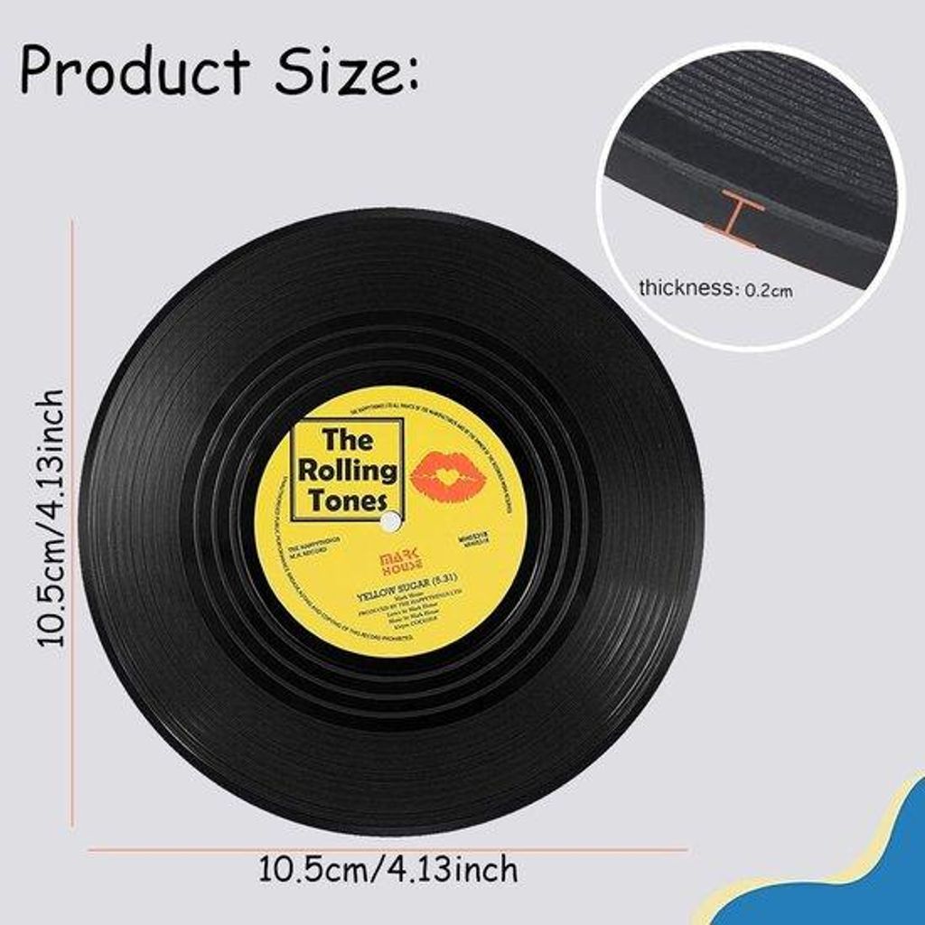 Vinylplatten Untersteller Set 12teilig schwarz