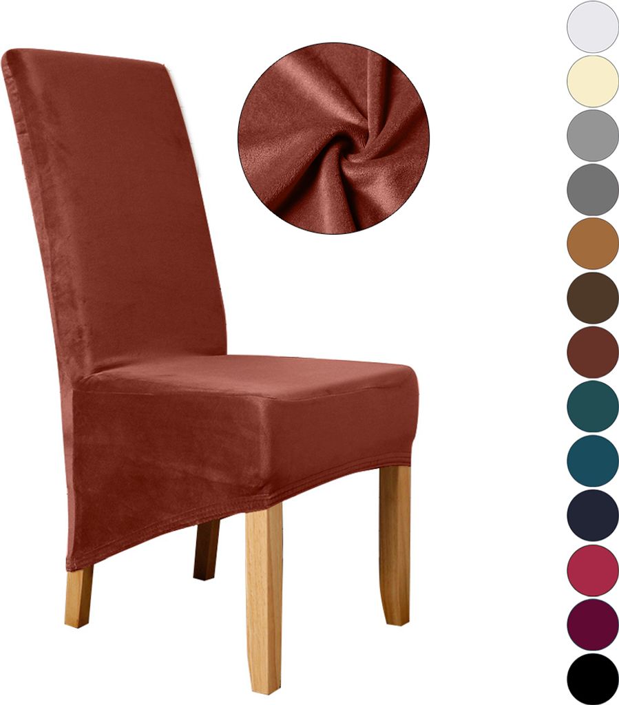 Stuhlhussen 1er pack, Samt Universal Stretch Stuhlbezug Maschinenwaschbar Esszimmer Hussen Stuhl, Braun