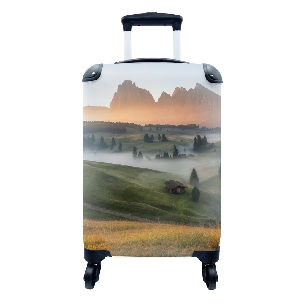 MuchoWow Koffer Handgepäck Trolley Rollkoffer Kleine Reisekoffer mit 4 Rollen - Berg - Nebel - Landschaft - Cabin Size < 55x40x23 cm & 55x40x20 ...