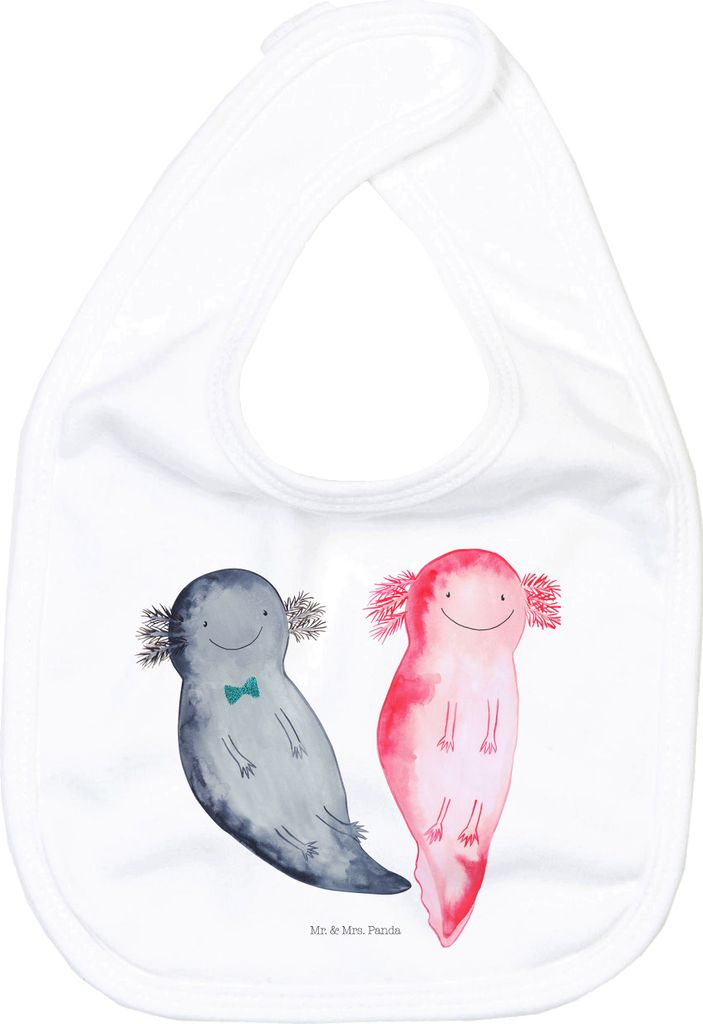 Mr. & Mrs. Panda Lätzchen Axolotl Freundin - Weiß - Geschenk, Schlabberlatz, Valentinstag, Für Babys, Liebe, Babylätzchen, Sabberlätzchen, Lur...
