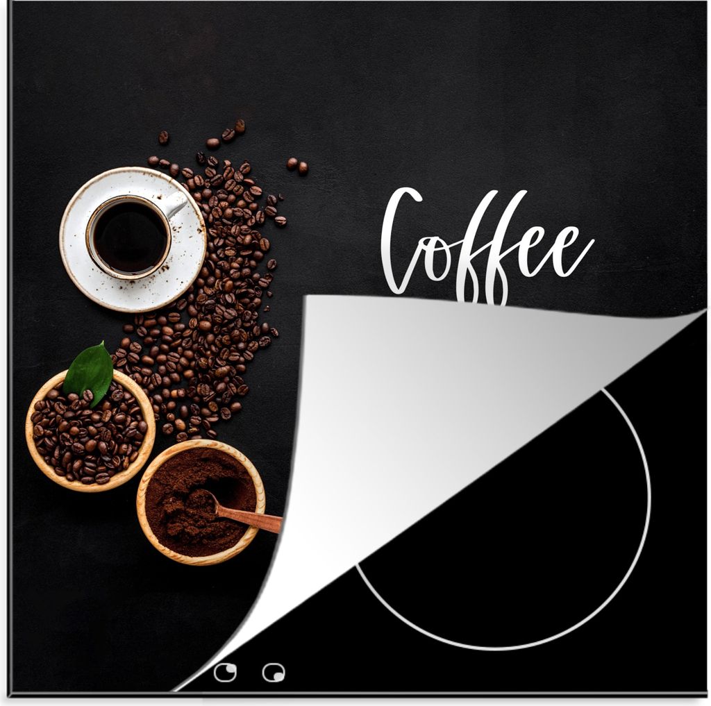 KitchenYeah Herdabdeckplatte Zitate - Sprichwörter - Kaffeezeit , 78x78cm, Küche Deko, Glaskeramikkochfeld Herdabdeckung, Abdeckplatte fùr Koc...