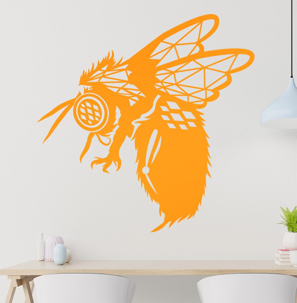 Biene Polygon Hummel Wandtattoo Wandaufkleber Wall Sticker - Dekoration, Küche, Wohnzimmer, Schlafzimmer, Badezimmer