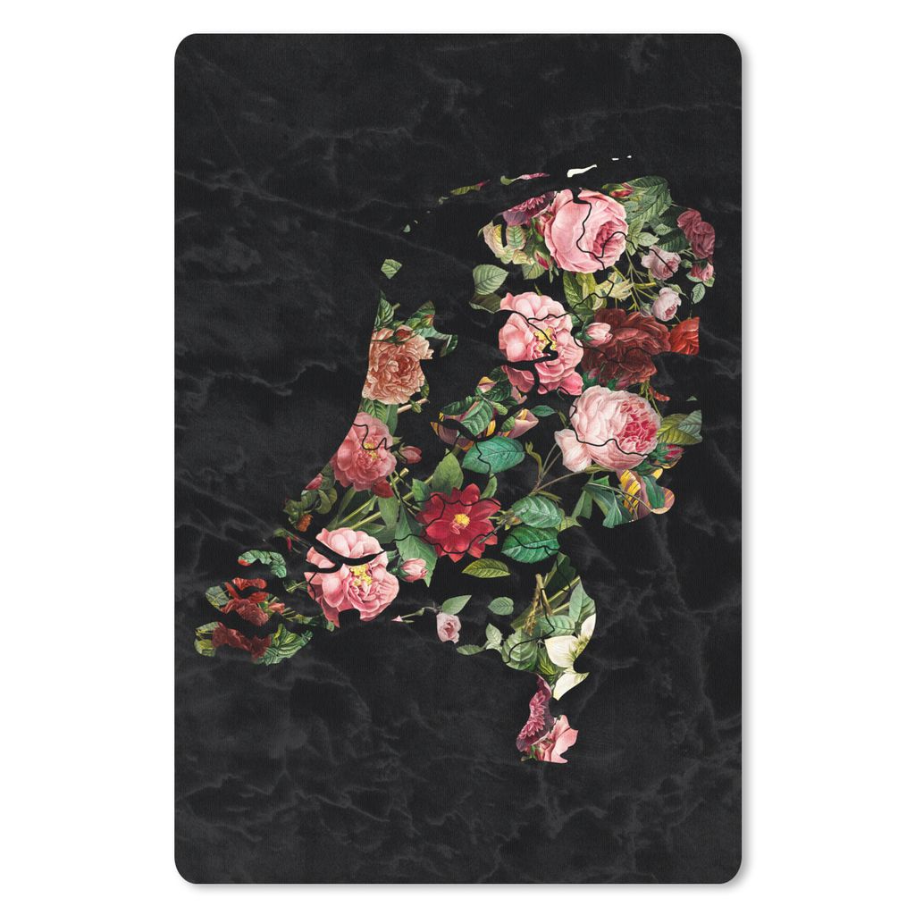 MuchoWow Mauspad Mousepad Karte von Europa - Niederlande - Blumen 18x27 cm - Mousepads - Maus Mat - Pad - Mausunterlage