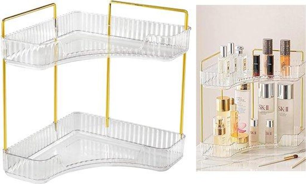 Acryl-Organisator für Schlafzimmer und Bad, 2 Ebenen, transparent, 2-Lagener Schminktisch-Organisator.