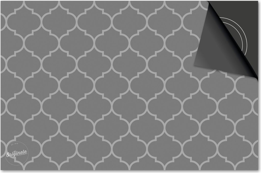 Induktionsschutz 65x52 - abdeckplatte Induktion matt- Dietrix Kochfeldschutz- Base - Hexagon & Mosaik - Marokkanischer Druck Grau