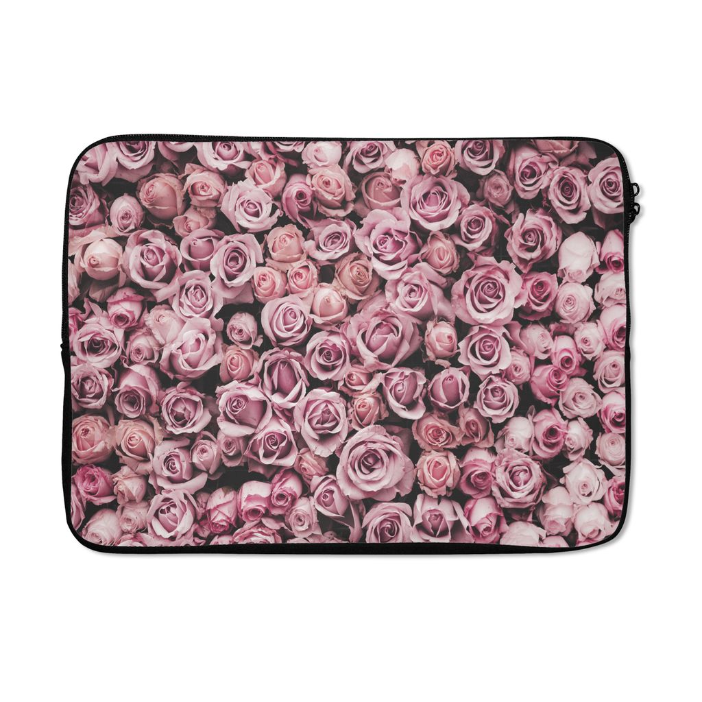 MuchoWow Laptop Hülle 13 Zoll Blumen - Rosen - Natur - Rosa - Botanisch Laptoptasche - Laptophülle - Sleeve - Rundumschutz
