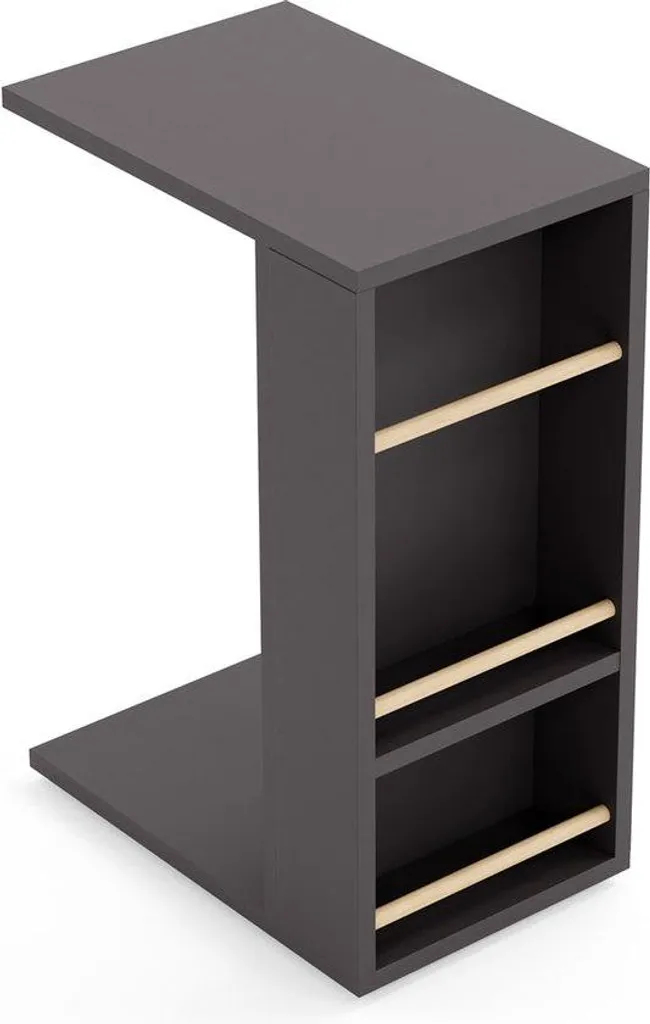 Table d'appoint anthracite 29x44x65 cm, structure métal ergonomique
