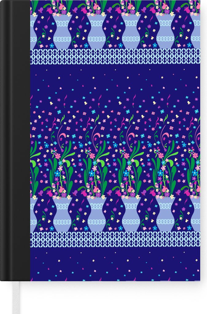 MuchoWow Notizbuch Tagebuch Haushaltsbuch Notebook A5 Blumen - Muster - Frühling - Notizblock - Notizheft - Notebook - Schreibblock - Papier