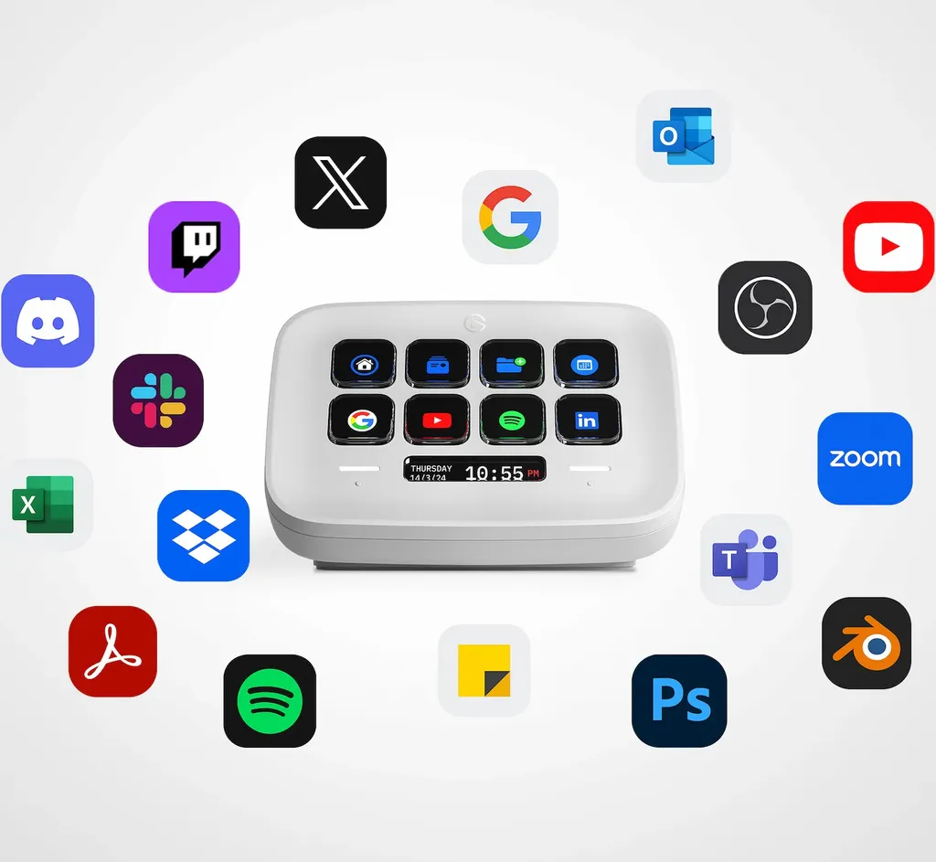 Console de création Elgato Stream Deck Neo avec 8 touches LCD blanches