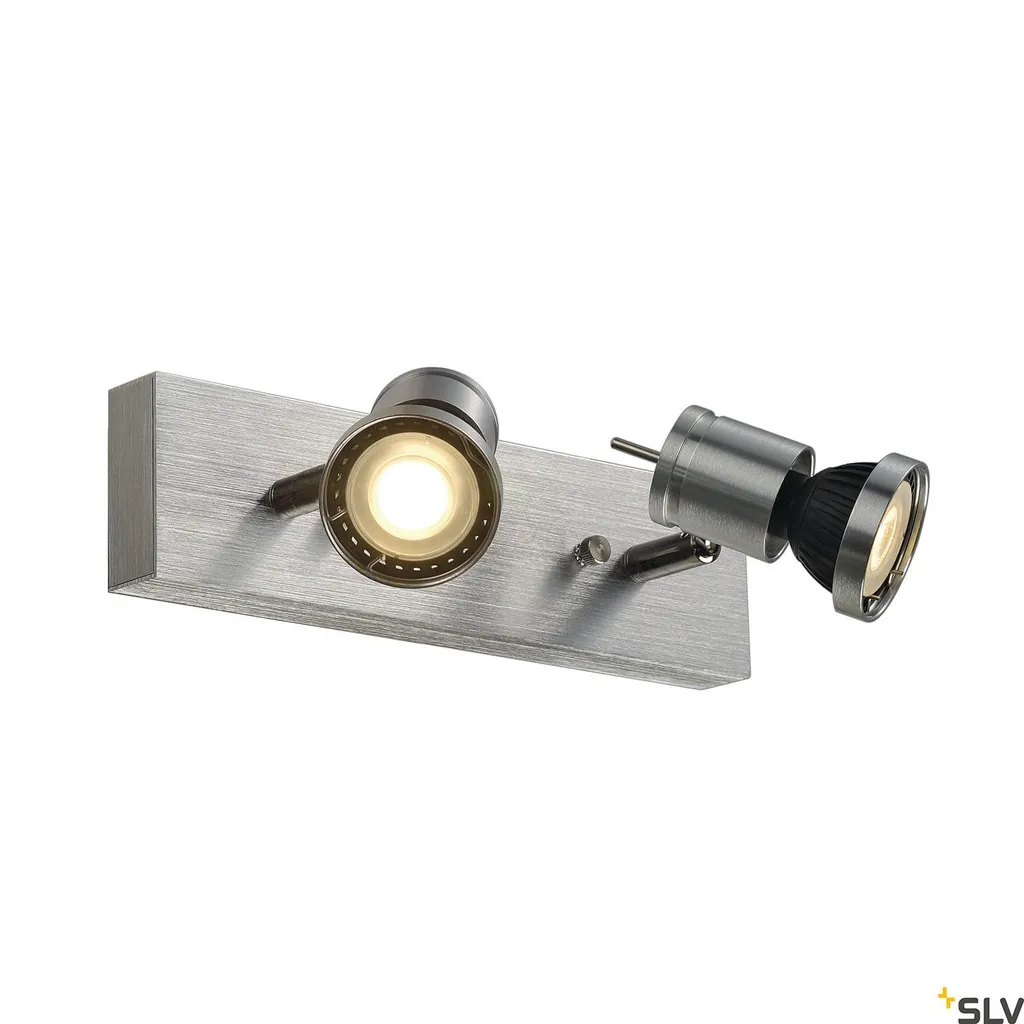 SLV Asto Spot II 147442 Plafonnier Halogène GU10 150W Aluminium Brossé