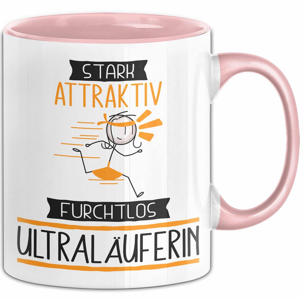 Ultraläuferin Tasse Geschenk Becher Stark Attraktiv Furchtlos Ultraläuferin Lustige Geschenkidee (Rosa)