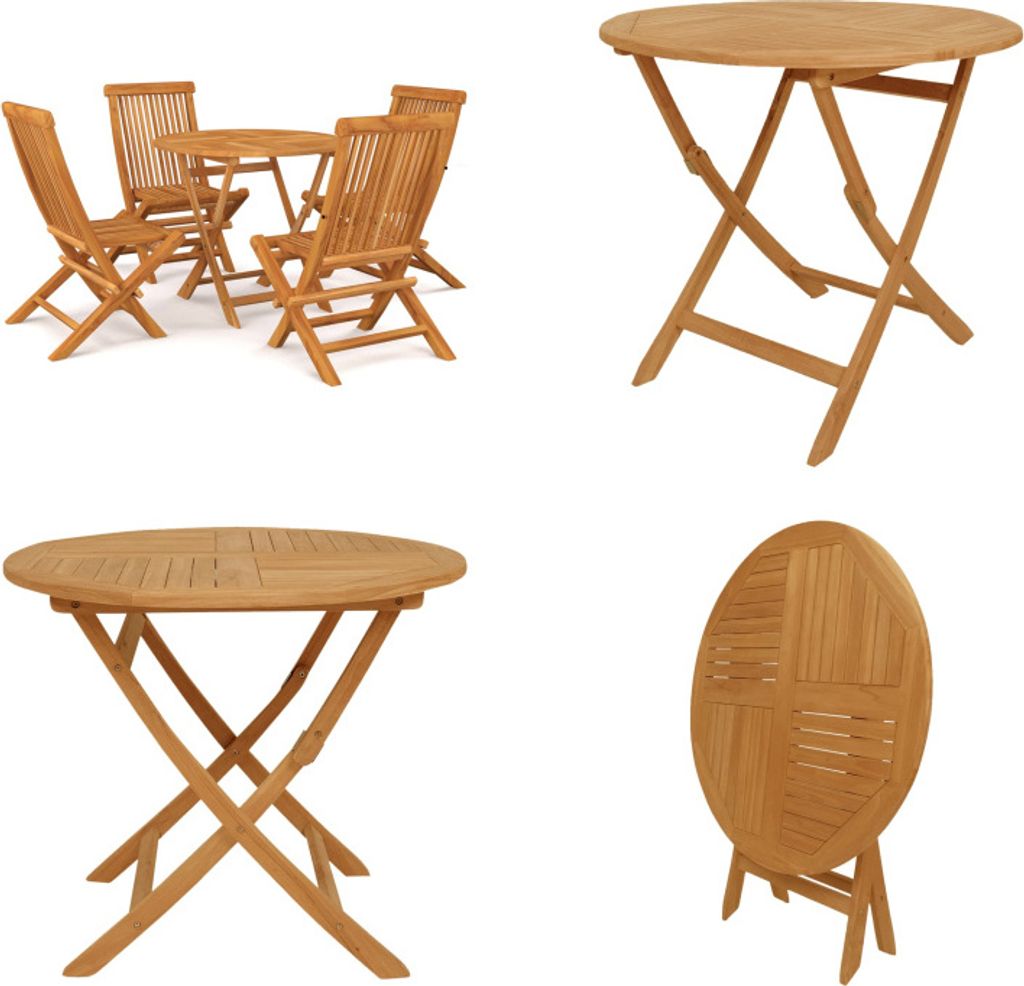 vidaXL 5 tlg. Garten Essgruppe Massivholz Teak - Garten-Essgruppe - Garten-Essgruppen - Gartenmöbel-Set - Gartenmöbel-Sets