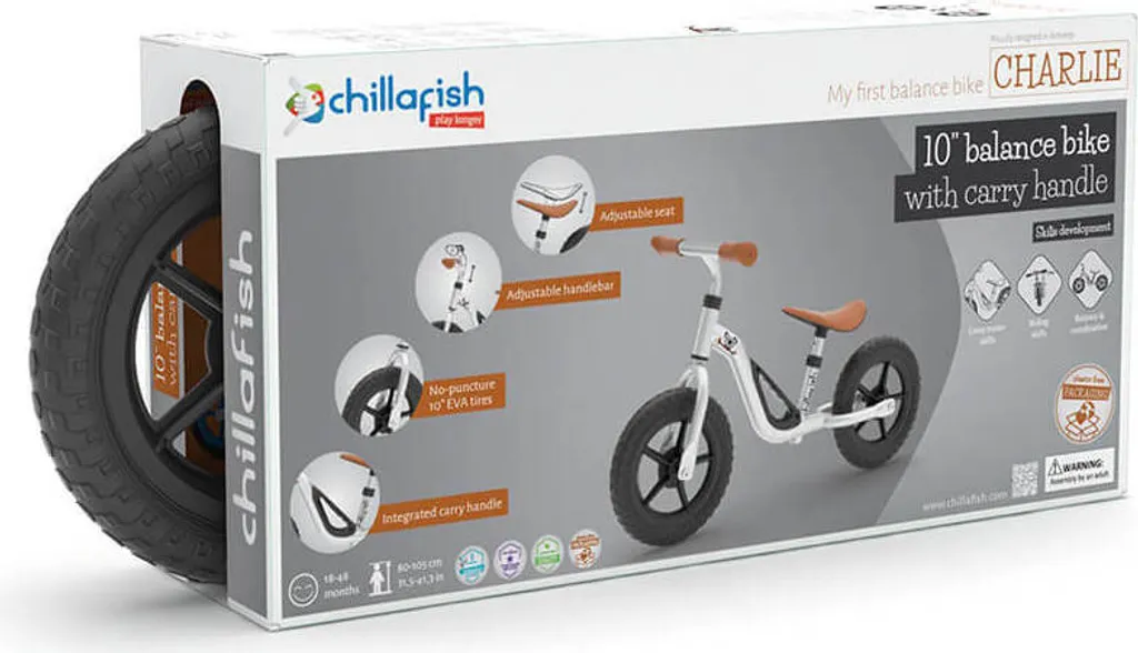 Chillafish Charlie Silver Vélo sans Pédales 10 Pouces pour Enfants