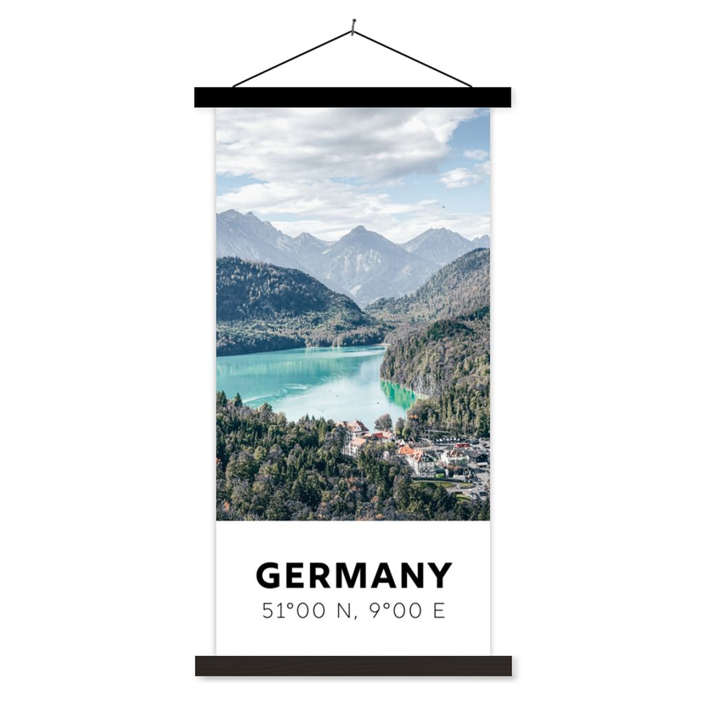 MuchoWow Textilposter Deutschland - Bergen - Meer 40x80 cm mit schwarzem Rahmen - Wandemalerei