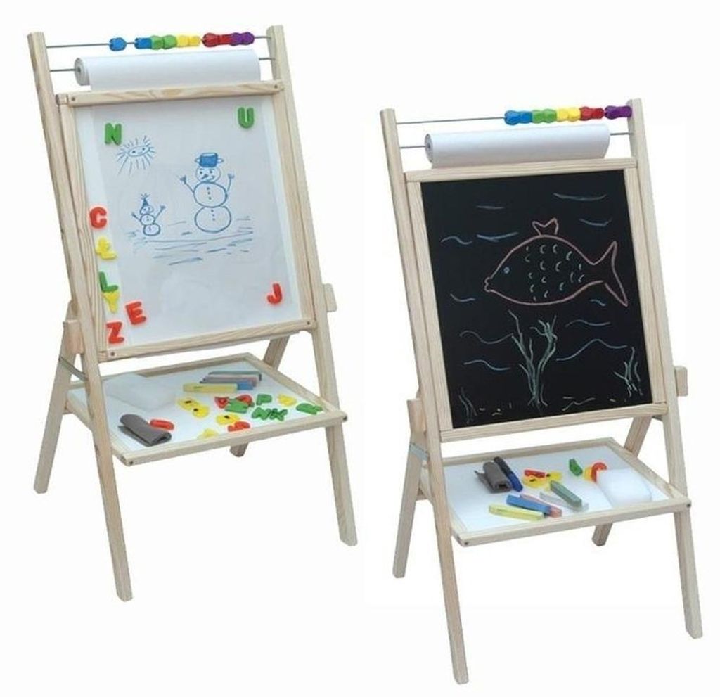 Lavagna magnetica rotante per bambini 4in1 naturale - Immagine del prodotto 