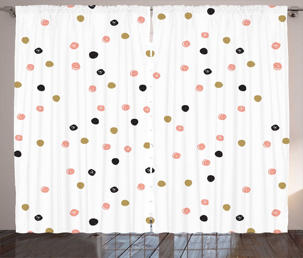 ABAKUHAUS Rosa Tupfen Rustikaler Vorhang, Doodled Hand gezeichnet, Wohnzimmer Universalband Gardinen mit Schlaufen und Haken, 280 x 245 cm, Schames...