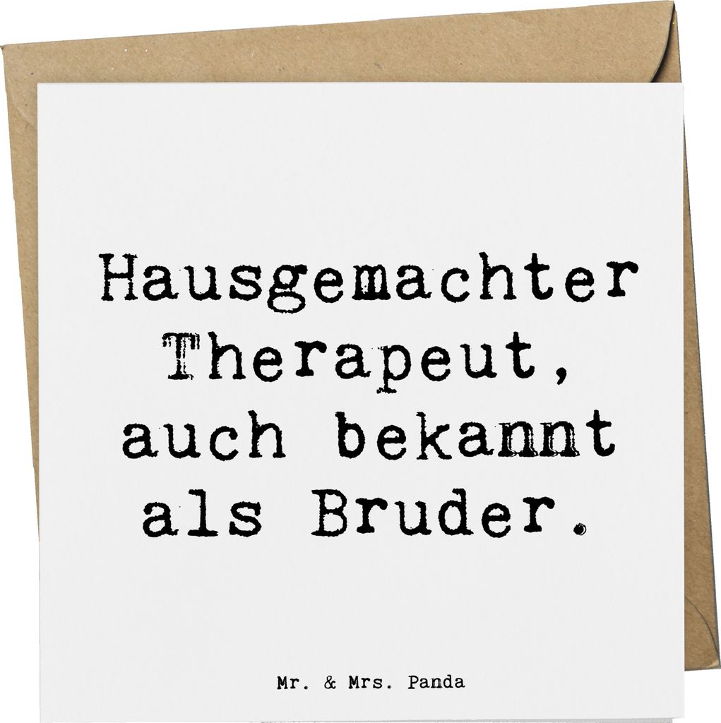 Mr. & Mrs. Panda Glückwunschkarte Spruch Bruder Therapeut - Weiß - Geschenk, faltkarte, Bruderherz, Familienbande, doppelkarte, Klappkarte, anlas...
