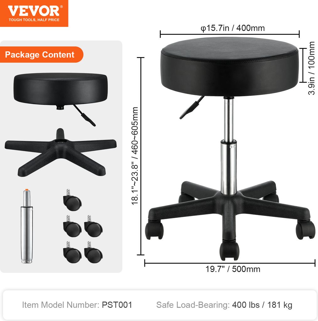 VEVOR Rollhocker mit Rollen, 181 kg Gewichtskapazität, Produktbild 7