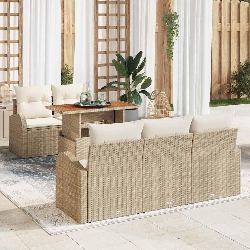 Maison Exclusive - Garten-Sofa-Set mit Speicher 6 pcs Beige Poly Rattan