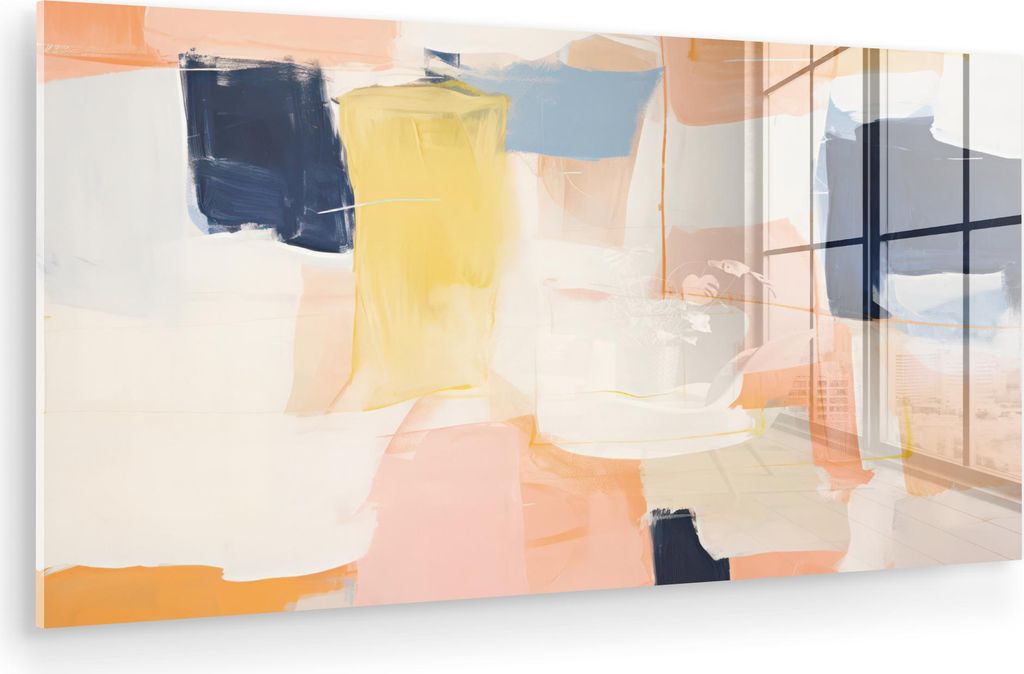 MuchoWow Glasbilder - Bilder auf Wandbild - Foto auf Glas Kunst - Abstrakt - Rosa - Pastell 80x40 cm Wanddekoration aus Glas - Acrylglasbild - Acry...