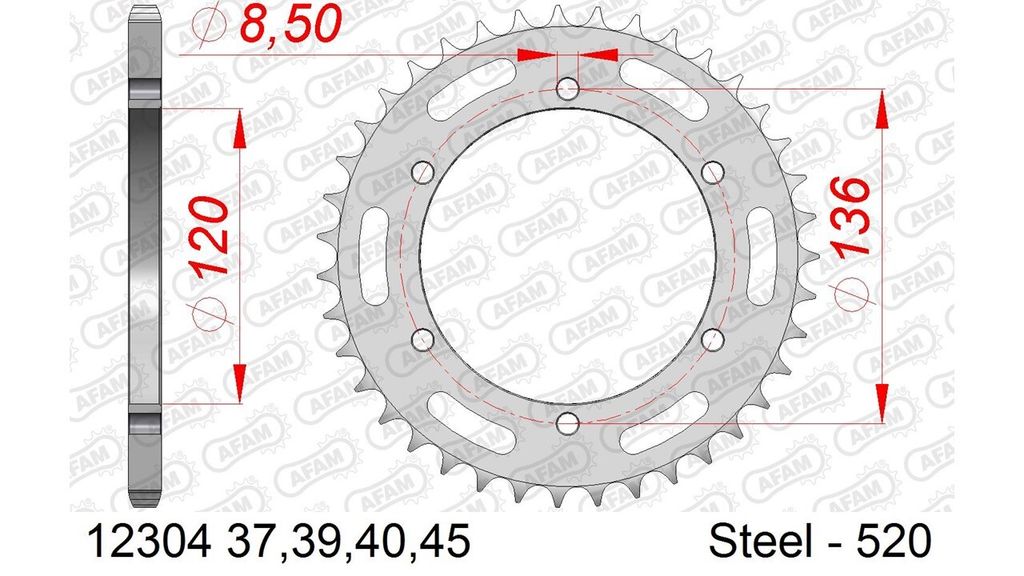 AFAM Standard Stahlritzel hinten 12304 - 520