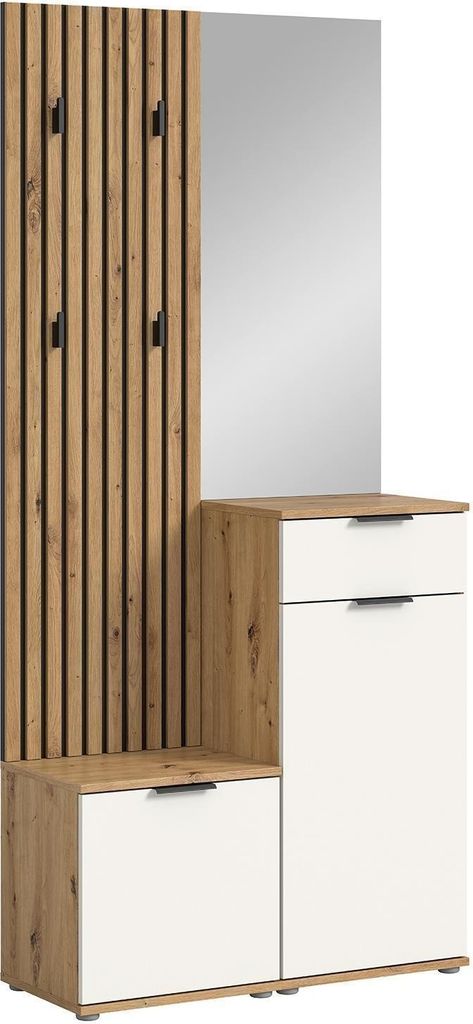 Kompakt-Garderobe ca. 88x195x35 cm Artisan / Weiß