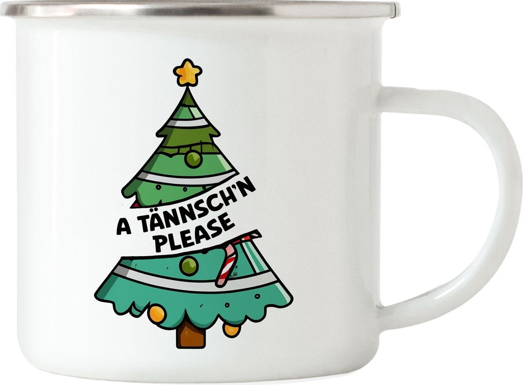 A Tännsch'n Please Emaille Tasse Weihnachten Sachsen Spruch Lustig Männer Frauen