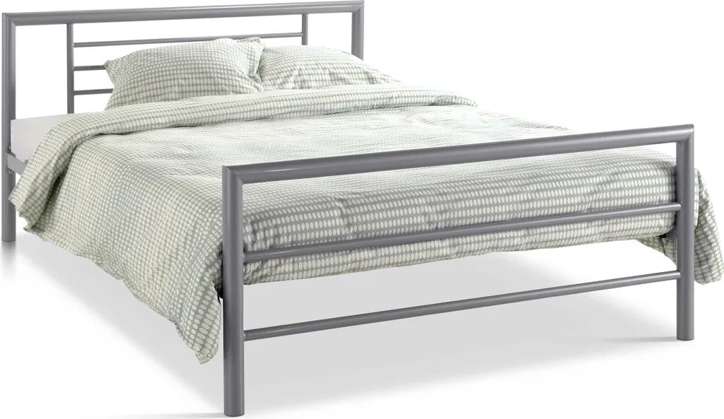 Lit capitonné gris 140x200 Sandro structure robuste tête de lit