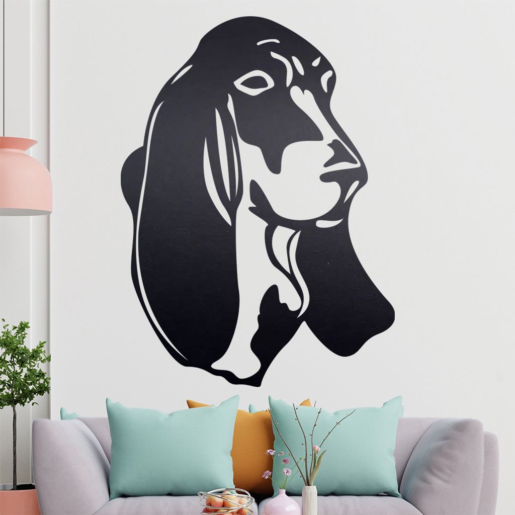 KIWISTAR Basset Hound - Ohren Hund Wandtattoo in 6 Größen - Wandaufkleber Wall Sticker - Dekoration, Küche, Wohnzimmer, Schlafzimmer, Badezimmer