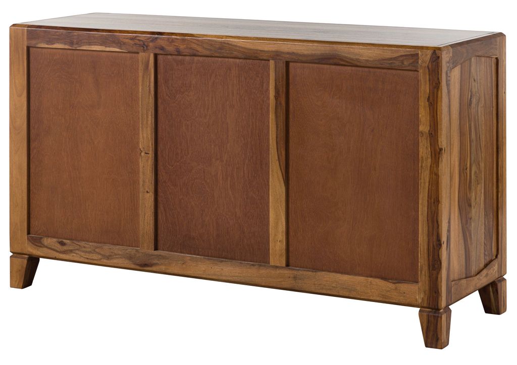 MASSIVMOEBEL24 Sideboard Sheesham 140x45x80 braun lackiert ANCONA #121