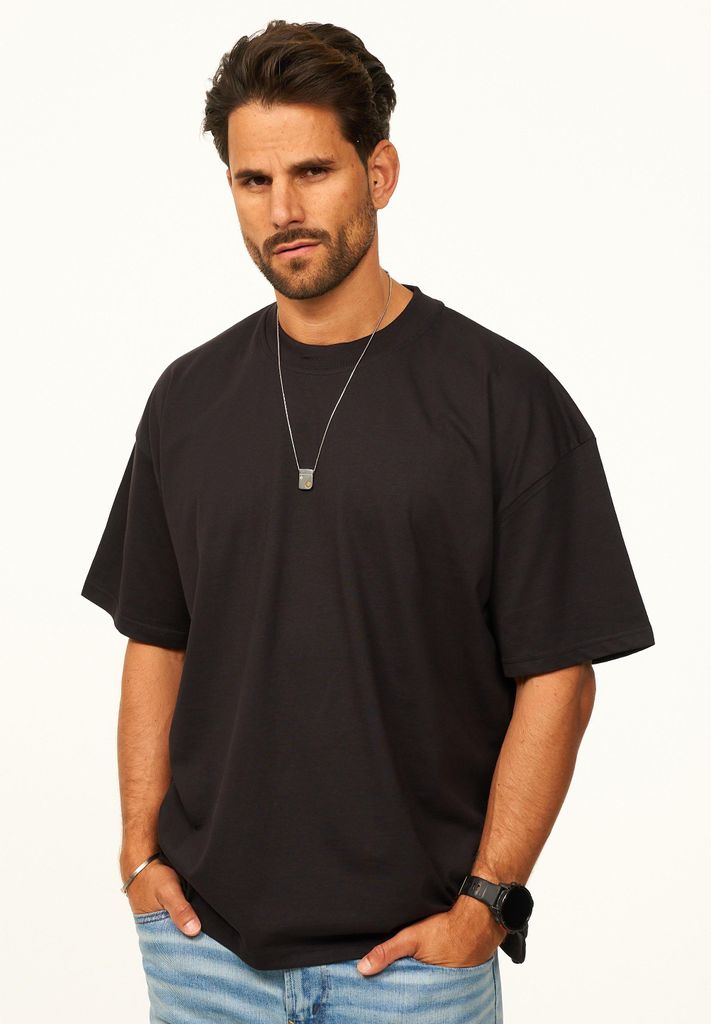 DAILY Baumwolle Herren T-Shirt im Oversize Fit - Herren Kurzarm Shirt mit Rundhals-Ausschnitt Basic Oberteil Crew-Neck kurzärmlig aus 100% Baumwol...