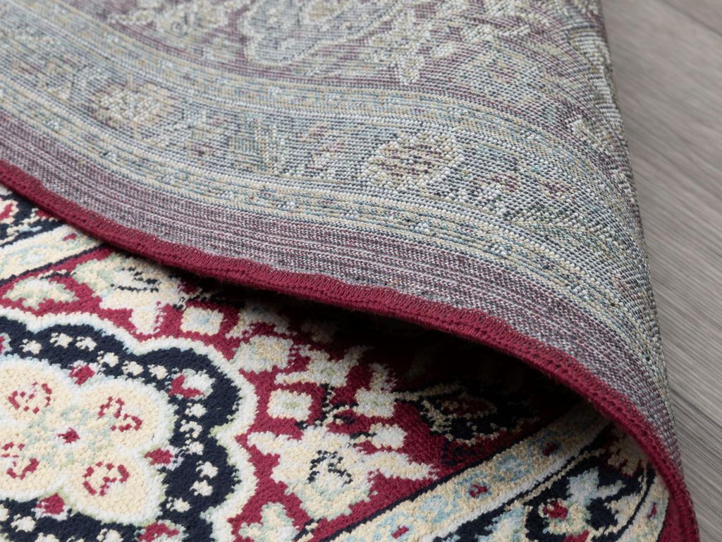 Steffensmeier Kurzflor Teppich Riad | Wohnzimmer | Orient | Pflegeleicht | Felder Rot, Größe: 67x210 cm