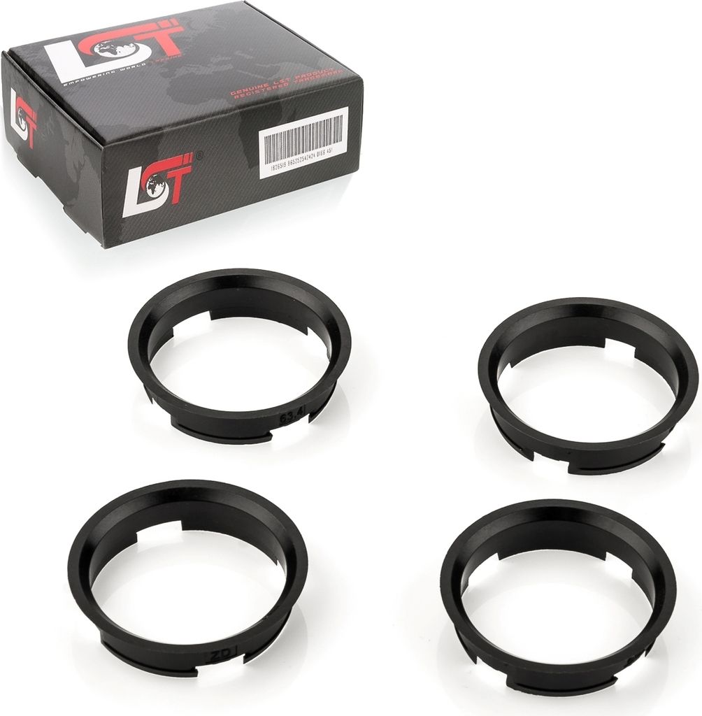 4x Zentrierringe Schwarz Alufelgen Ø 63,4 mm - Ø 60,1 mm für MAZDA HONDA SUZUKI