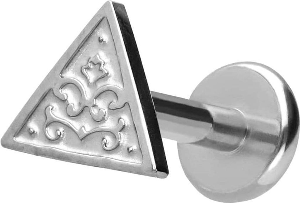 Ohrpiercing, Nasenpiercing Titan Labret mit Push Fit DREIECK Silber Stablänge: 7mm | Stabstärke: 1,2mm