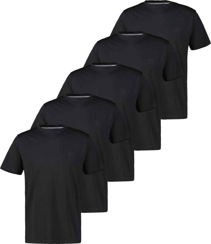 LERROS 5er Pack Basic T-Shirt Pima Baumwolle extra weich, Normale Passform, Atmungsaktiv mit Logo-Print