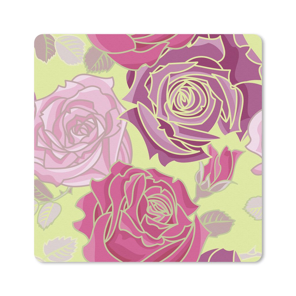 MuchoWow Mauspad Mousepad Rosen - Rosa - Muster 20x20 cm - Mousepads - Maus Mat - Pad - Mausunterlage - Desk Mat - Bureauartikeln