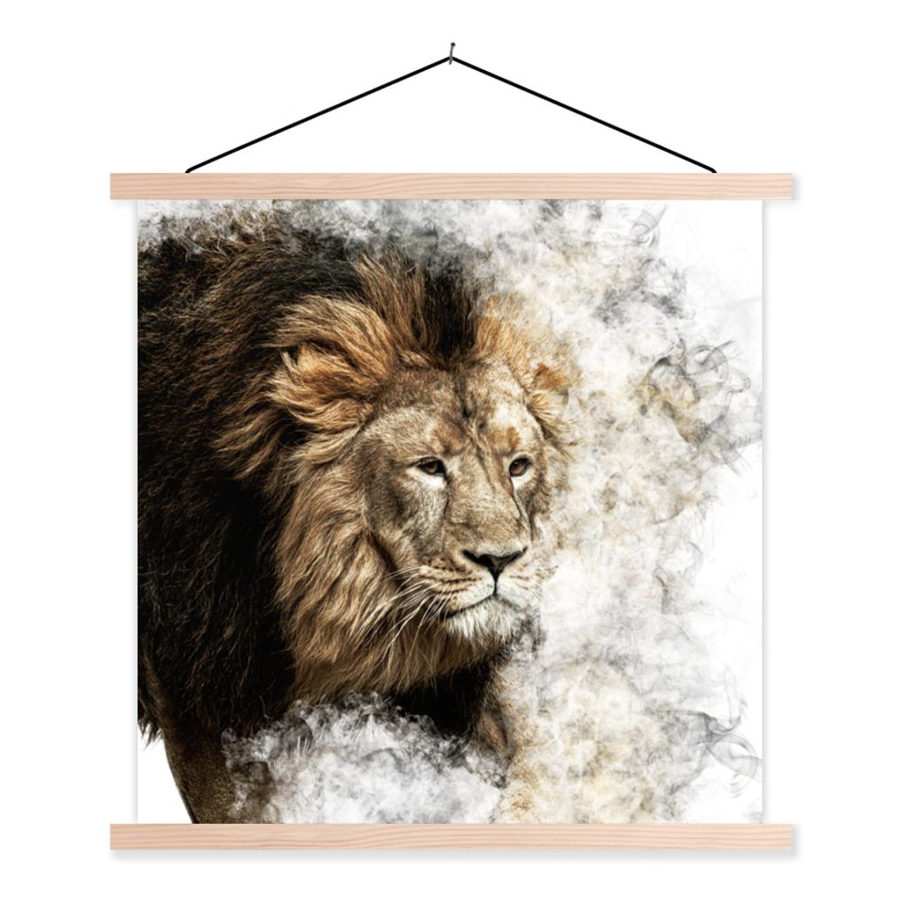 MuchoWow® Textilposter Löwe - Rauch - Tiere 40x40 cm mit Produktbild 