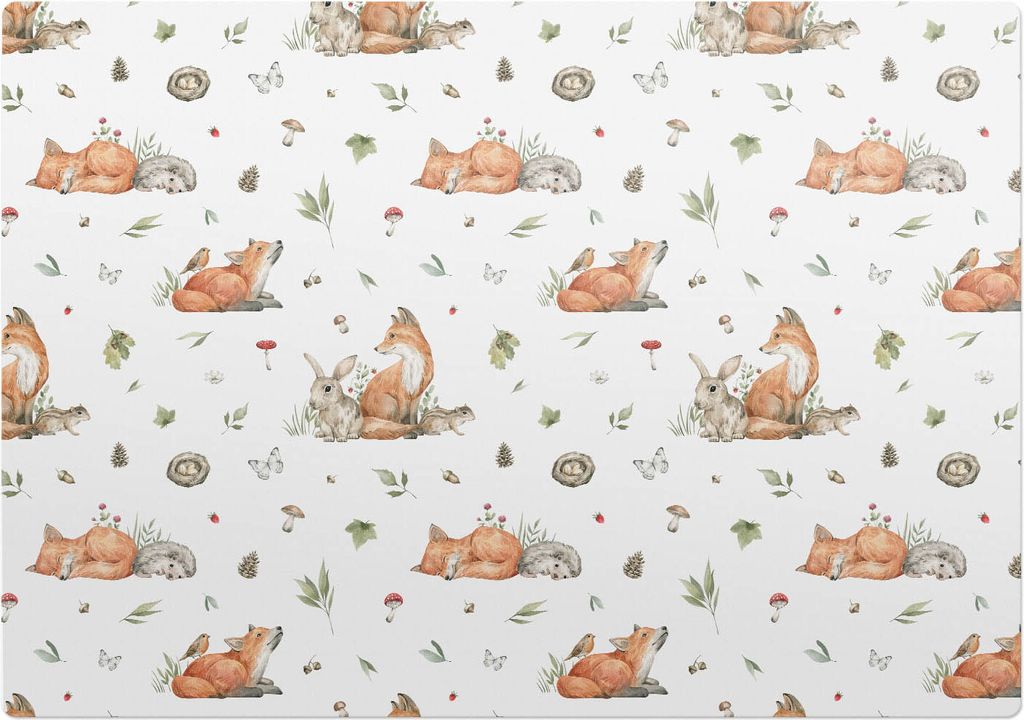 Waldtiere Nahtloses Muster – Bodenschutzmatte – Rutschfest – Schutzmatte für Büro – Vinylmatte – Stuhlunterlage – 100 x 100 cm