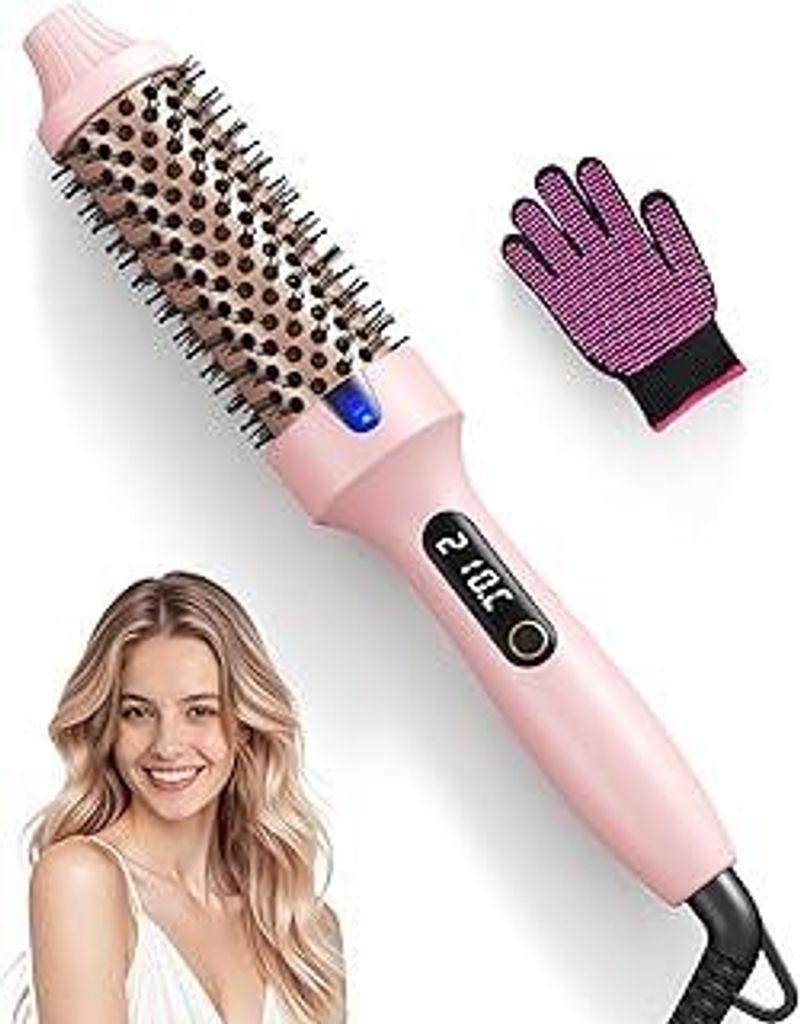 Haokoo Thermal Brush - Thermobürste 38mm für Salon-Styling in 8 Min, Ionische Lockenbürste Reduziert Frizz um 70%, 6 Temperaturstufen mit LED-Di...