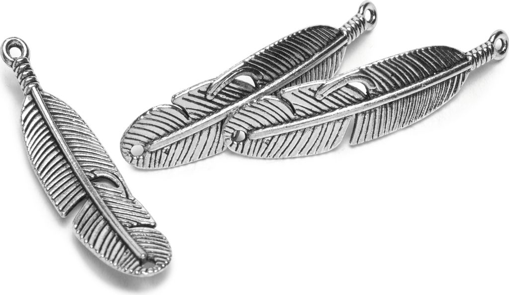 UIT Anhänger Federn Doppelöse 3er Set 1.1x4.6 cm Schmuckzubehör Basteln
