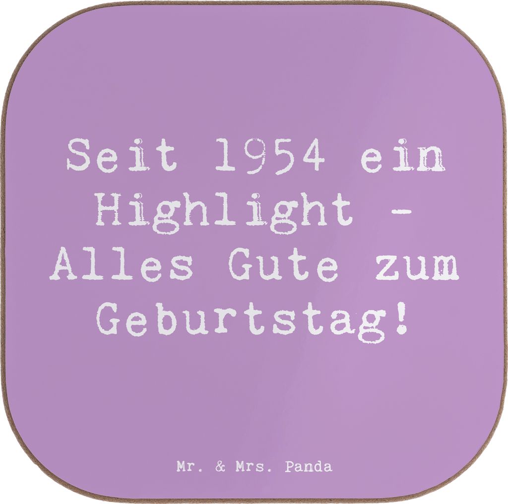 Mr. & Mrs. Panda Getränkeuntersetzer Spruch 1954 Geburtstag - Lavendeltraum - Geschenk, besondere Geburtstagsgrüße, Happy Birthday, Coaster, Geb...