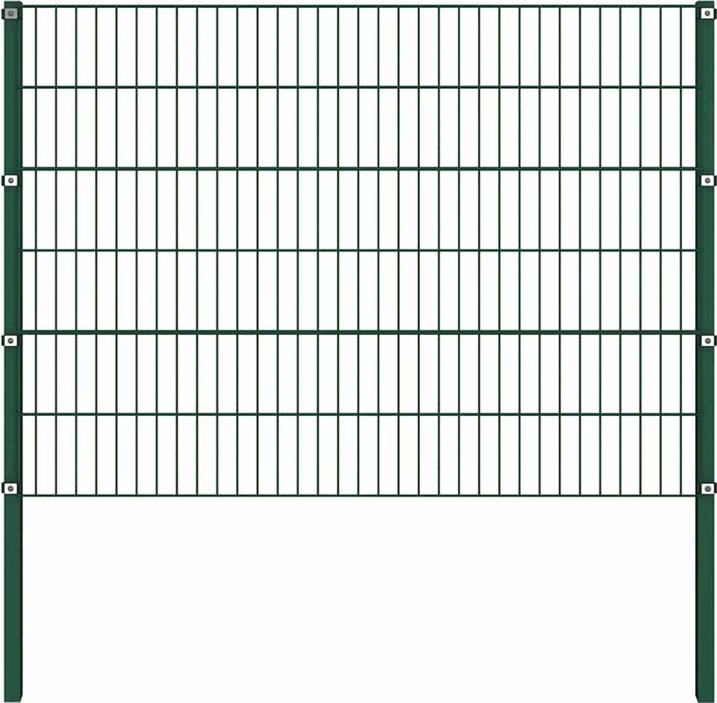 vidaXL Zaunelement mit Pfosten Eisen 349 x 120 cm Grün